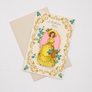 Vintage Birthday Card Southern Belle Wish Ephemera Scrapbooking Journaling 60s